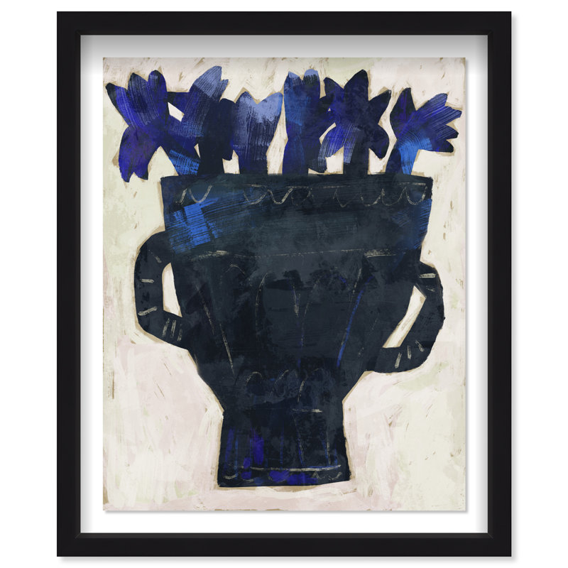Indigo Vase II Shadowbox Floral & Botanical Print by Oliver Gal, Black Frame, 16 x 20, 25.5"H x 21.5"W, Black Shadowbox