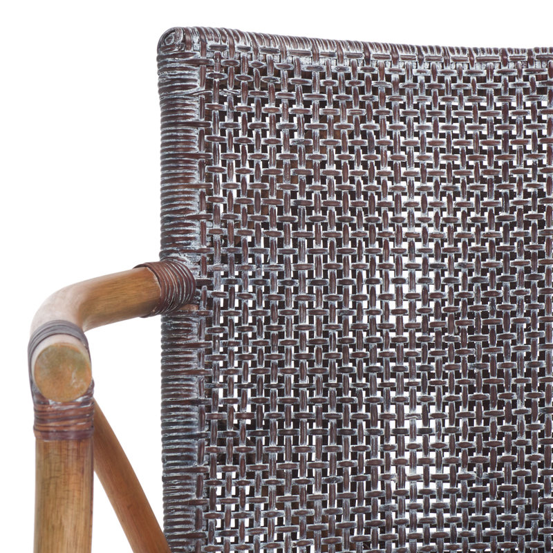 Caedon Gianni Rattan Upholstered Counter Stool, Brown/Gray Seat/Brown Frame