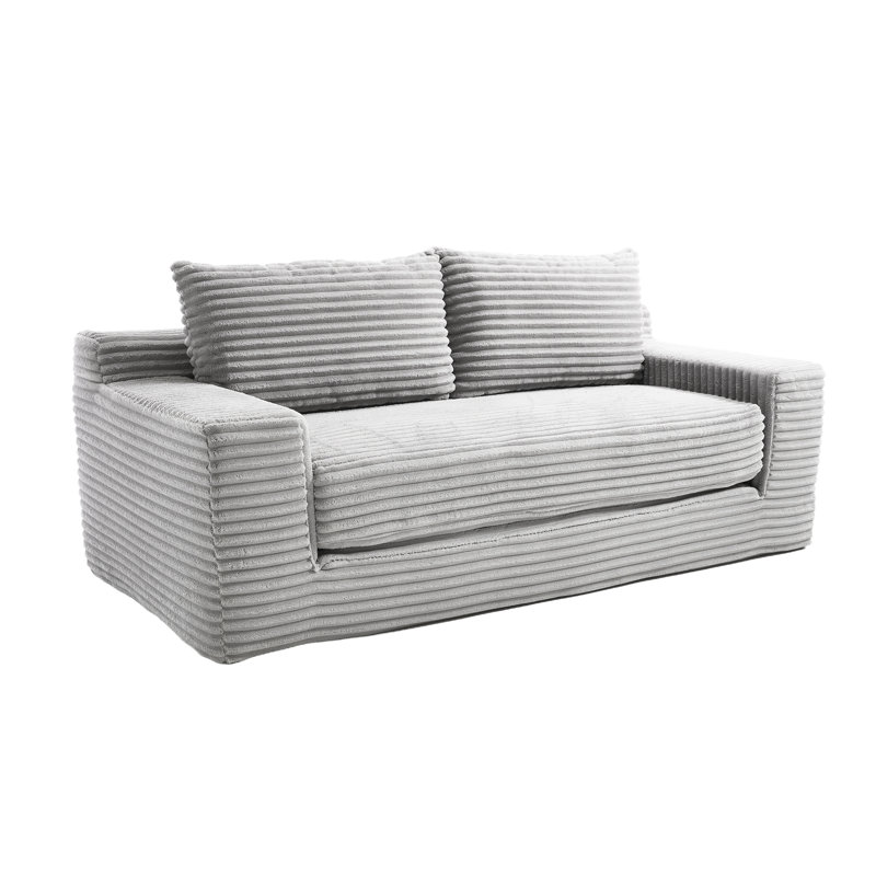 Gris, 2, convertible, mousse à mémoire de forme, structure en acier, velours côtelé, sans assemblage, idéal pour les espaces de lecture à domicile
