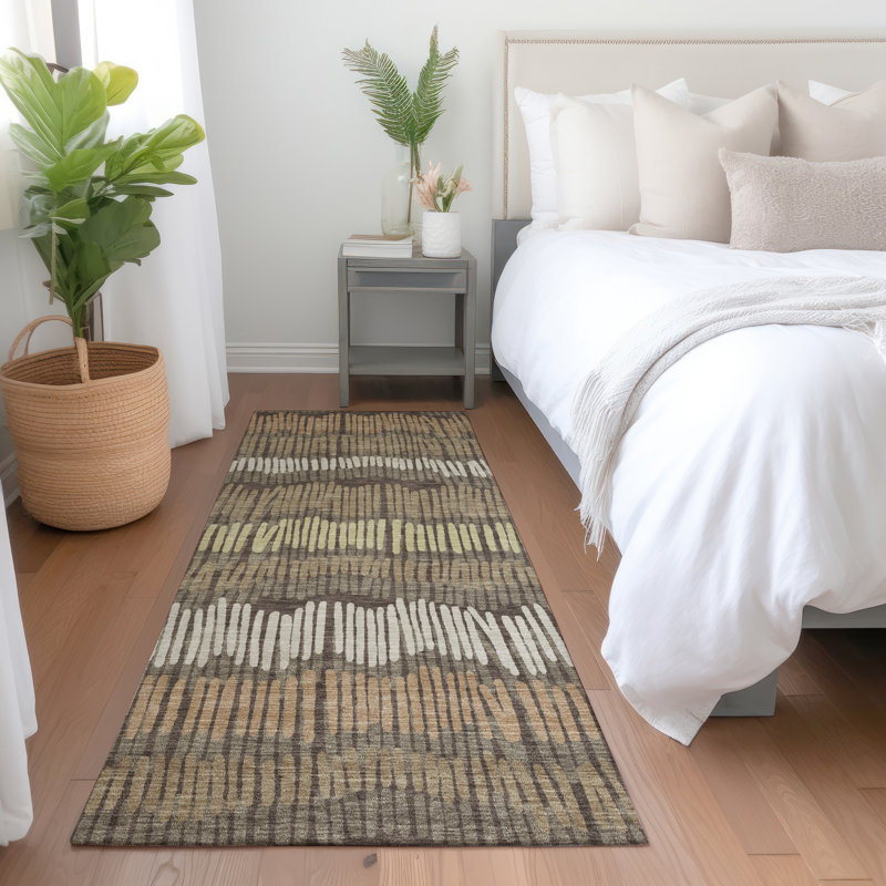 Premium Machine Washable Prisco Brown Rug, Runner 2'3" x 7'6"