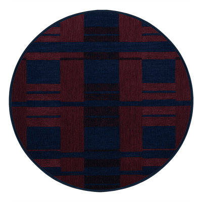 Machine Washable Checkered Blue Area Rug