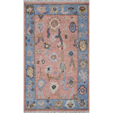 Afterglow Oriental Hand-Knotted Wool Area Rug in Sunset/Blue/Beige