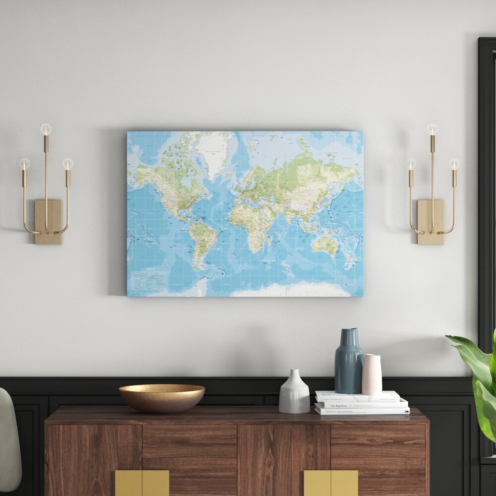 Leinwandbild World Map, Grafikdruck