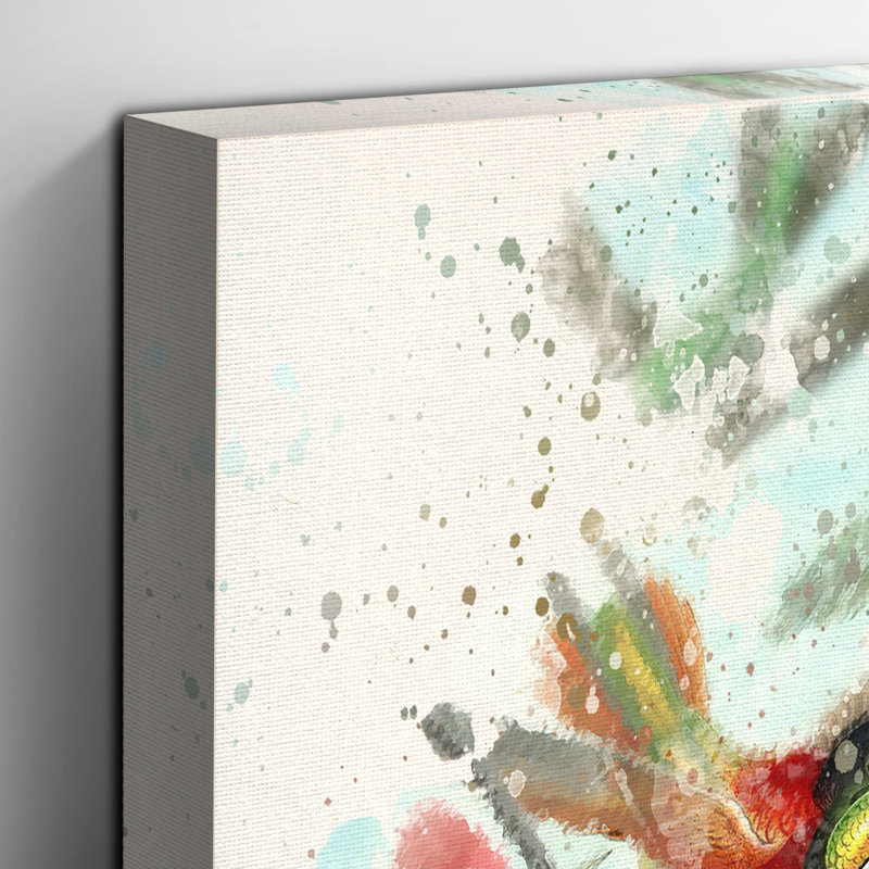 Hummingbirds Vintage Painting on Canvas - Wrapped Canvas, 50cm H x 35cm W
