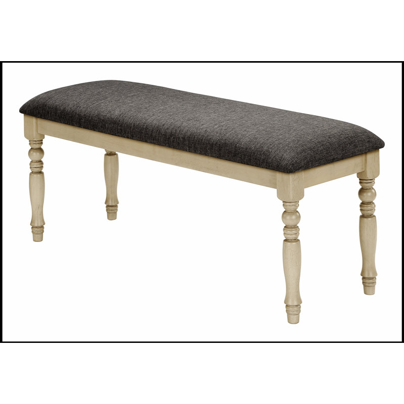 Bench, 48" Rectangular, Upholstered, Wood, Entryway, Dining Room, Kitchen, Antique ,  Fabric,  Solid Wood, Transitional