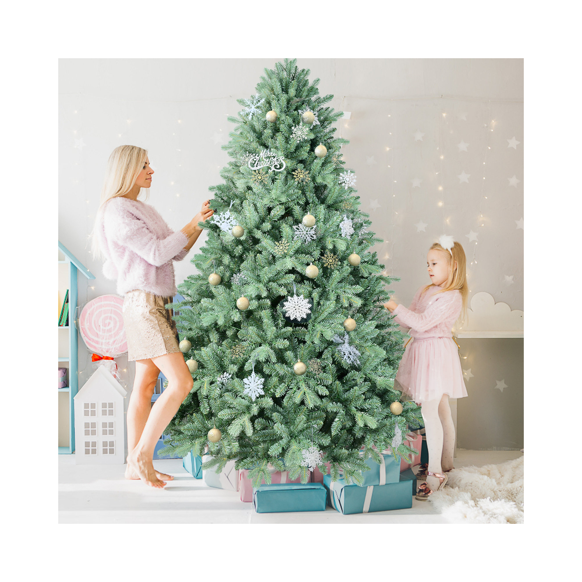 Unlit Blue Spruce Artificial Christmas Tree, 7.5'
