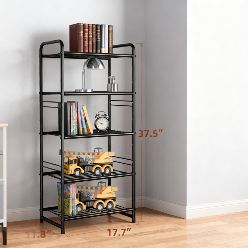 Étagère à 5 niveaux en grillage robuste, support de rangement empilable en métal avec tablettes réglables, organisateur compact pour la cuisine
