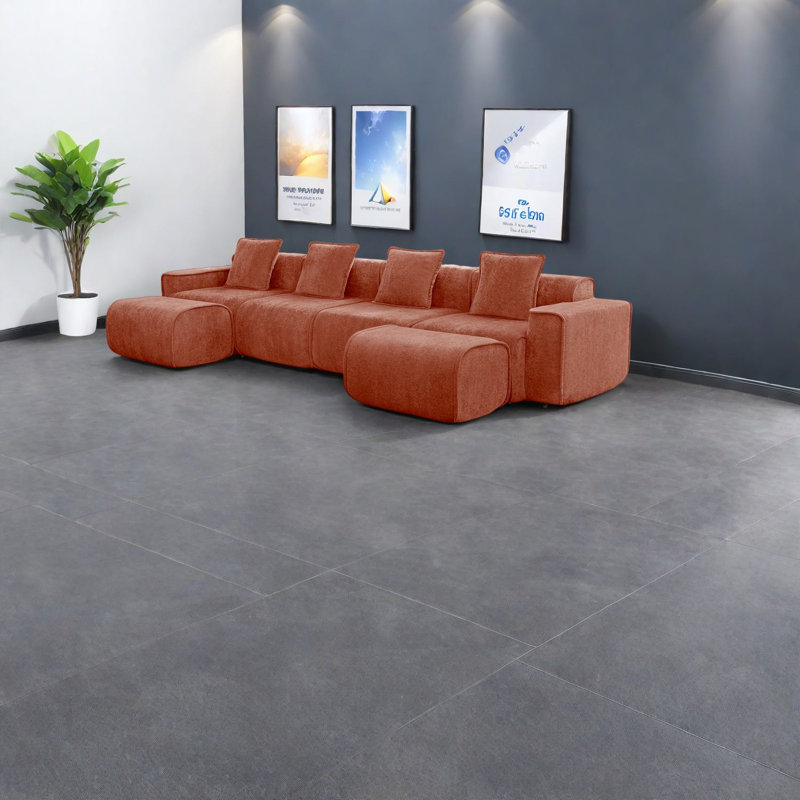 Canapé modulaire spacieux en velours avec passepoil français pour la vie de famille
