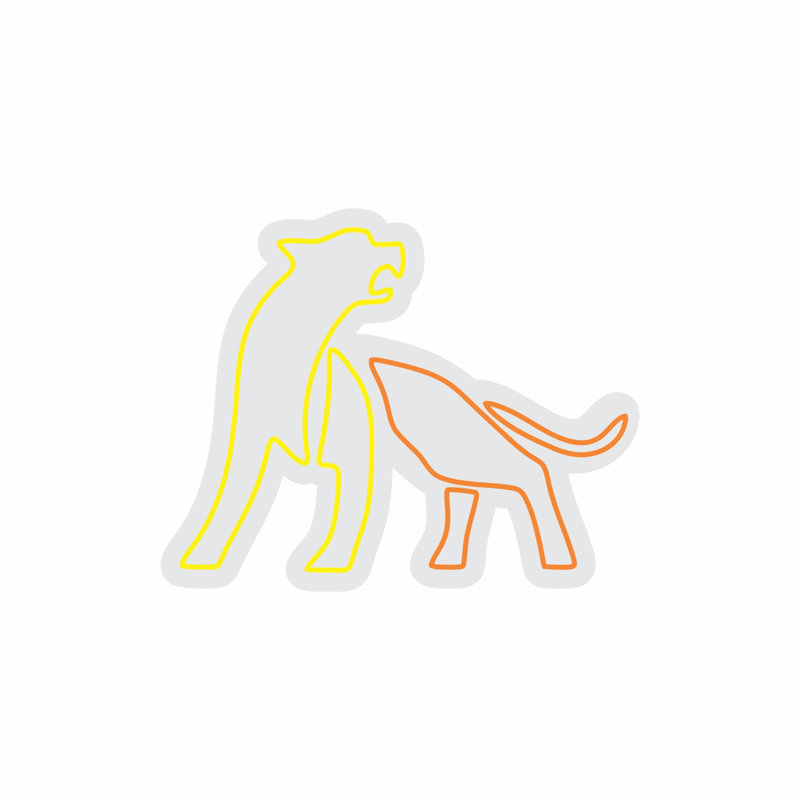  | Enseigne néon lion et lionne | Fabriqué de manière experte avec des tubes néon incassables durables qui émettent une lueur brillante et uniforme pendant plus de 50 000 heures sans scintillement ni gradation | 24 x 30.jp | Jaune et orange