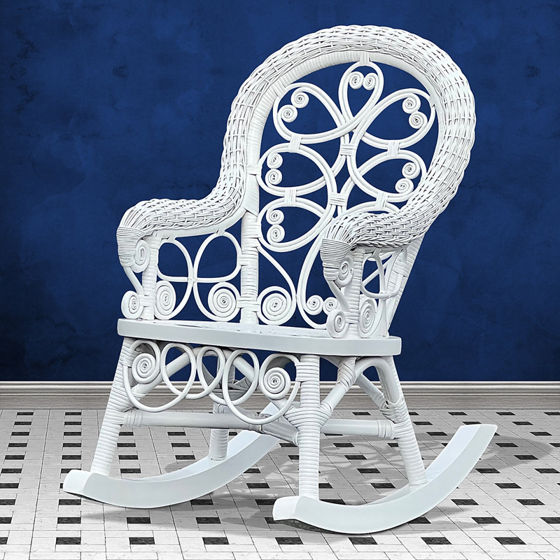 Chaise berçante en osier pour enfant Deas, Blanc