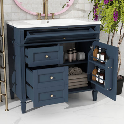 Ensemble de meuble-lavabo 36 po avec lavabo intégré, unité de rangement moderne avec 2 tiroirs et 1 tiroir basculant