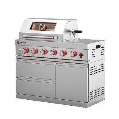 VESTIVIUM SERA 4-Burner Stainless Steel Gas Grill – 75,300 BTU, Infrared Rear & Side Burner– NG