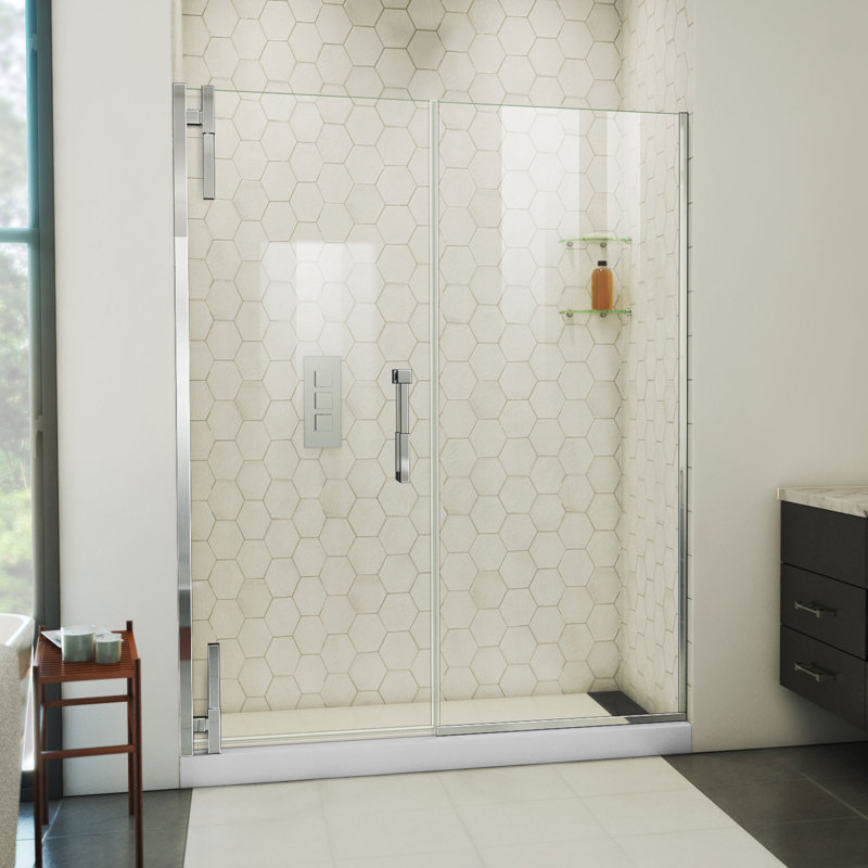  DreamLine Ascend 58 1/2 - 59 1/2 inch W x 72 inch H Frameless Pivot Shower Door in Chrome, Chrome, 59.5"