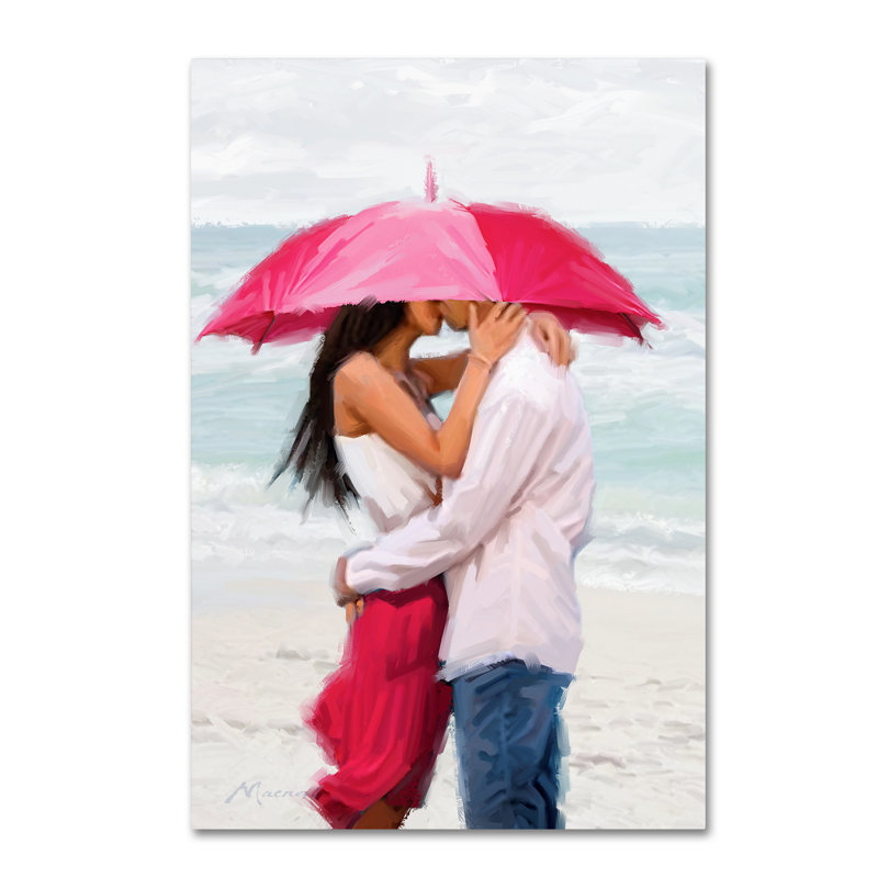 «Couple Under Umbrella» par Macneil Studio, reproduction sur toile, H 19 po x l 12 po x P 2 po