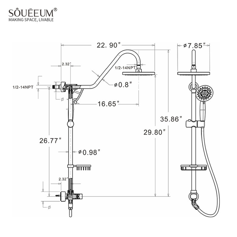 Rain Dual Shower Head 2.5 GPM GPM, Oil-Rubbed Bronze