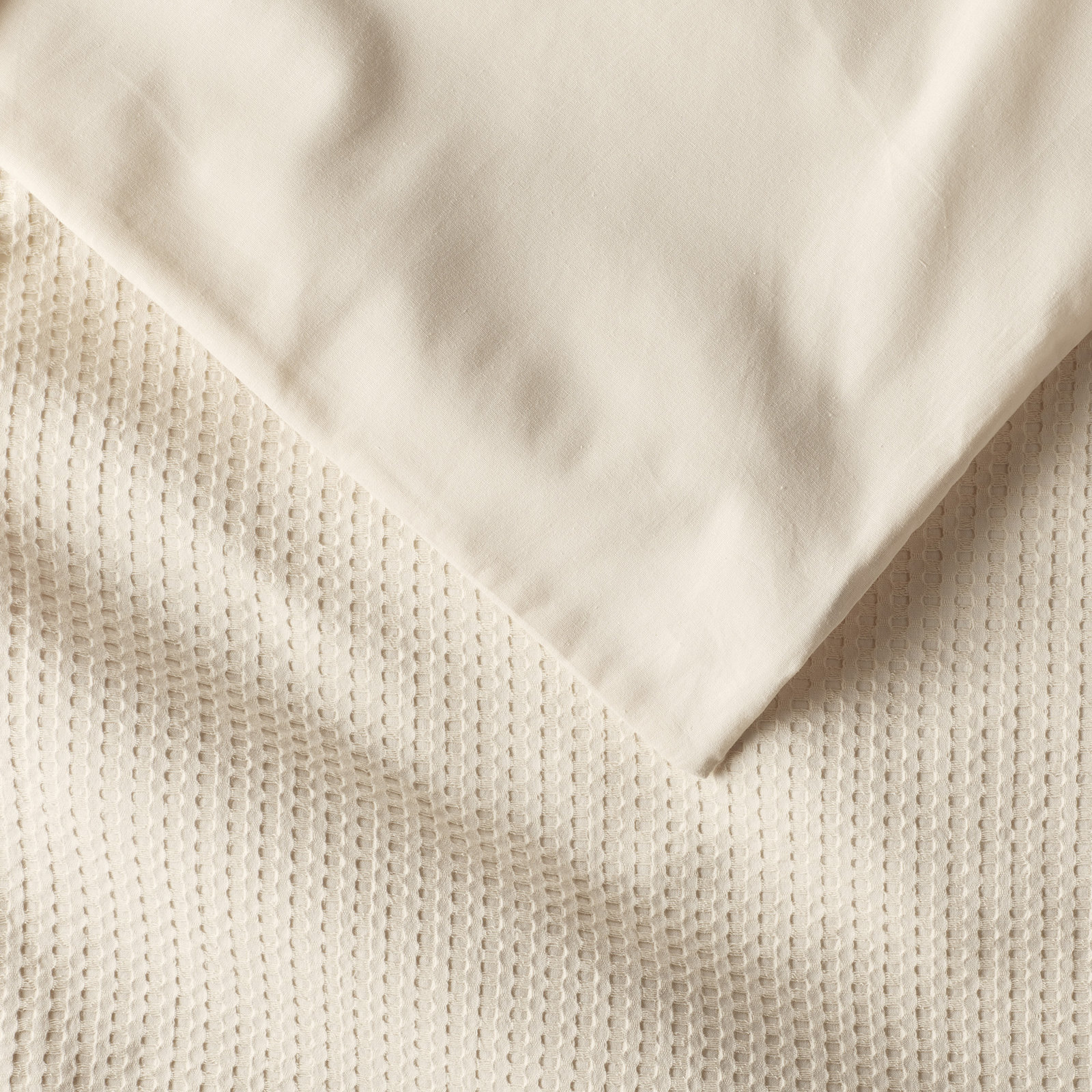 Felix Waffle Cotton Duvet Cover Set, King / Cal King Duvet Cover + 2 King Pillowcases, Ivory