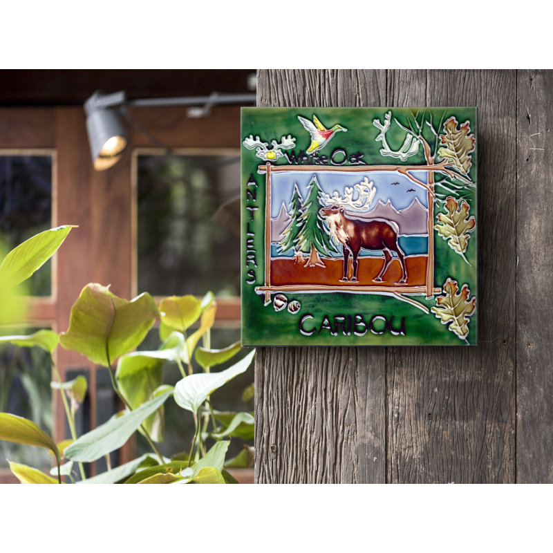 Nature Caribou Ceramic Art Tile Wall Décor and Trivet Hot Plate