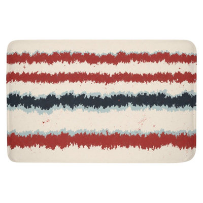Tapis de bain rouge et bleu marine à motif ondulé - 16 x 24