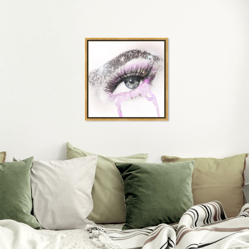 «Fashion and Glam Eyes and Rhinestones», impression sur toile, H 30 po x l 30 po, Cadre flottant doré