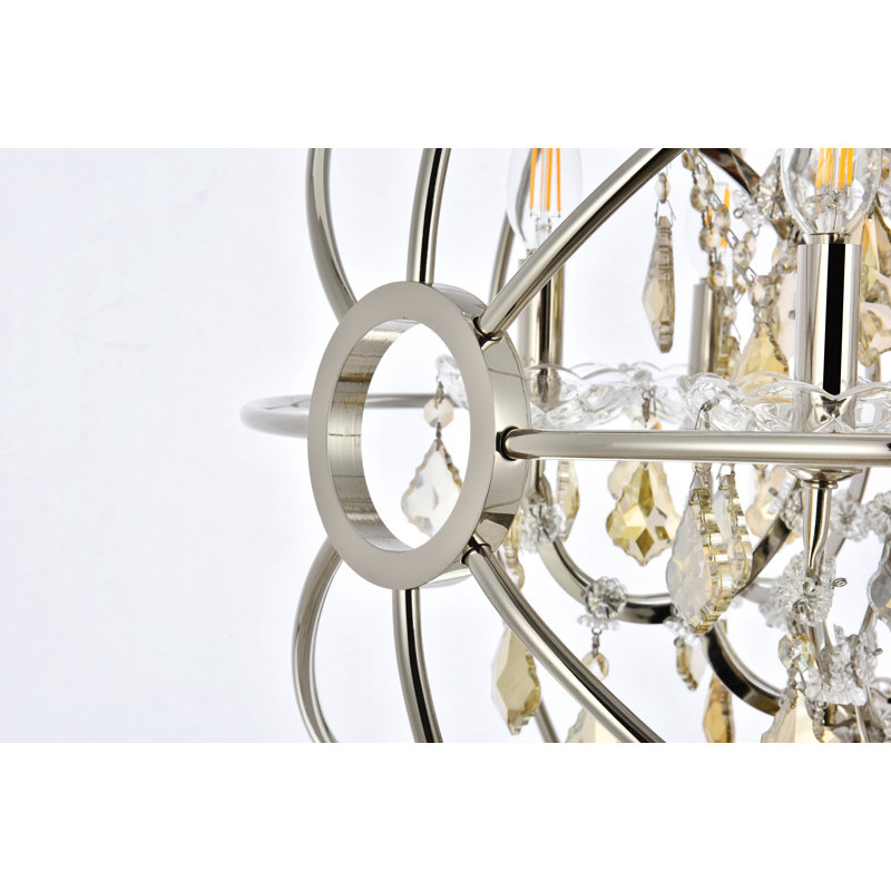 Lustre sphérique unique à 6 lumières Svante, Nickel poli, Teck doré (fumé)