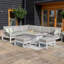 Hafza Large Aluminium Corner Dining Set - with Fire Pit Table & Footstools - White-228044731-228044730