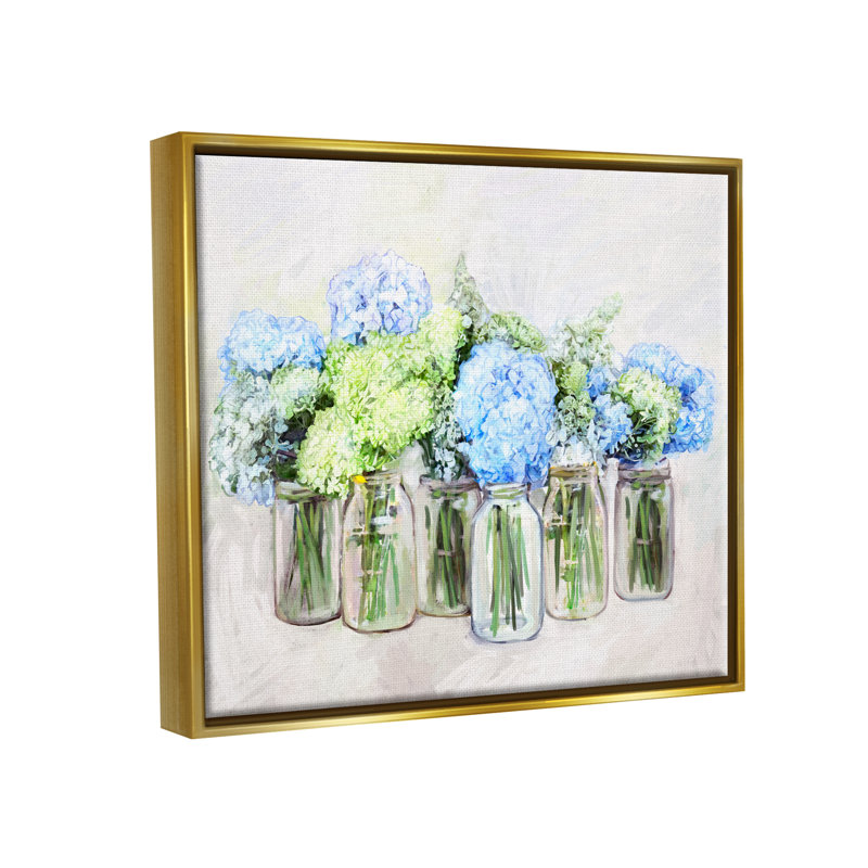 Abondant hortensia, bouquet de fleurs sur toile flottant par Ziwei Li, H 17 po x l 21 po x P 1,7 po