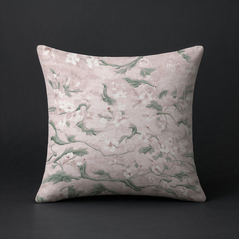 Coussin décoratif intérieur et extérieur Modern, Beige / floral 1, Carré 20 po