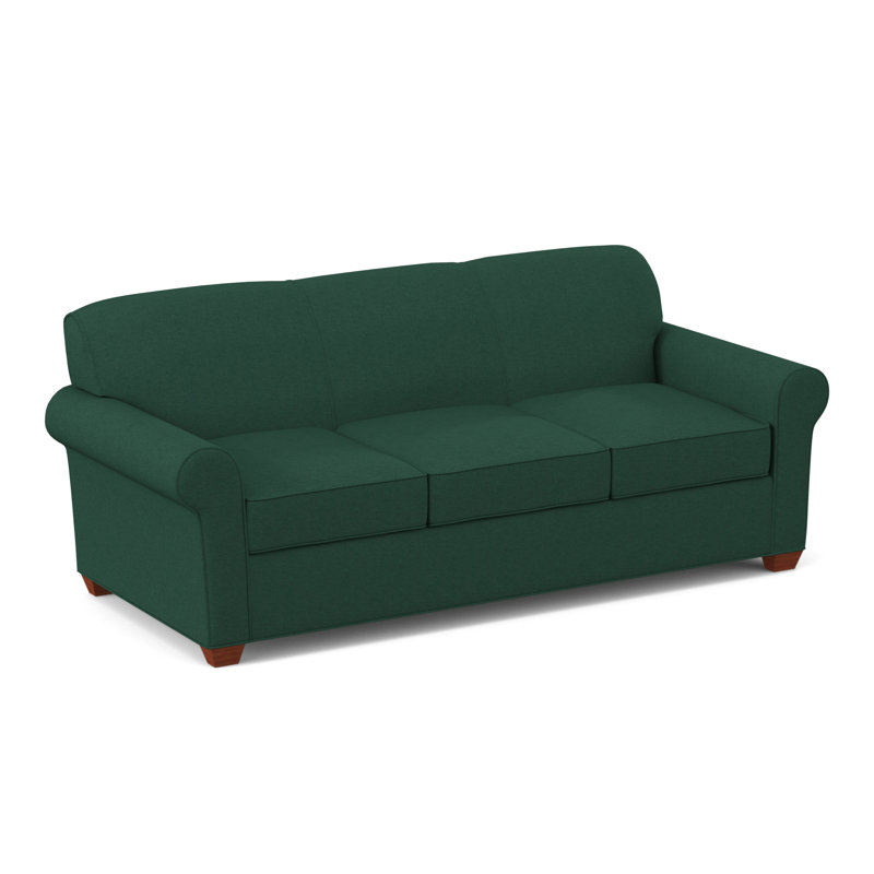 Finn Rolled Arm Sofa with Reversible Cushions, BM Cherry, Antic Jade, 34" H x 83" W x 36" D