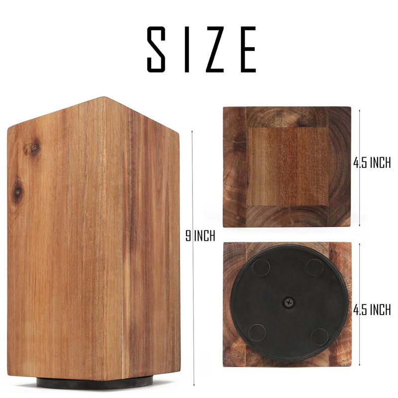 Magnetic Knife Wooden Block 360 Rotatable, Brown