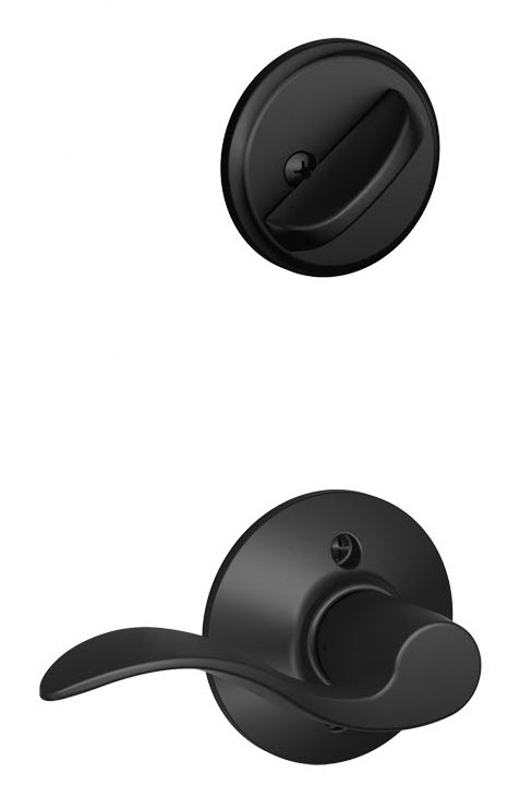 Accent Single Cylinder Interior Lever Set, Left, Matte Black, Yes