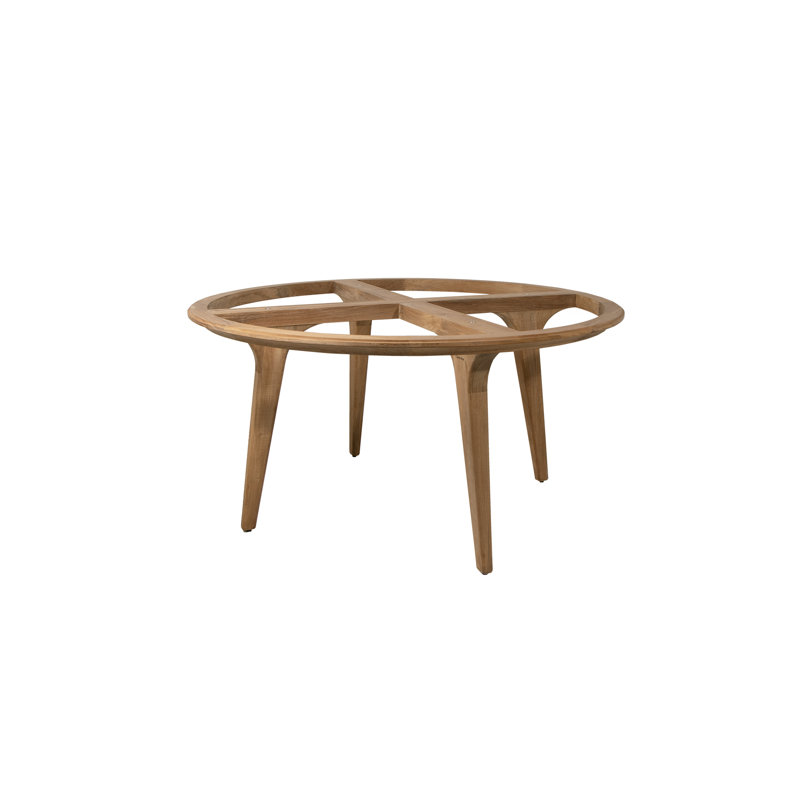 Aspect Outdoor Round Teak Dining Table, Travertine Look