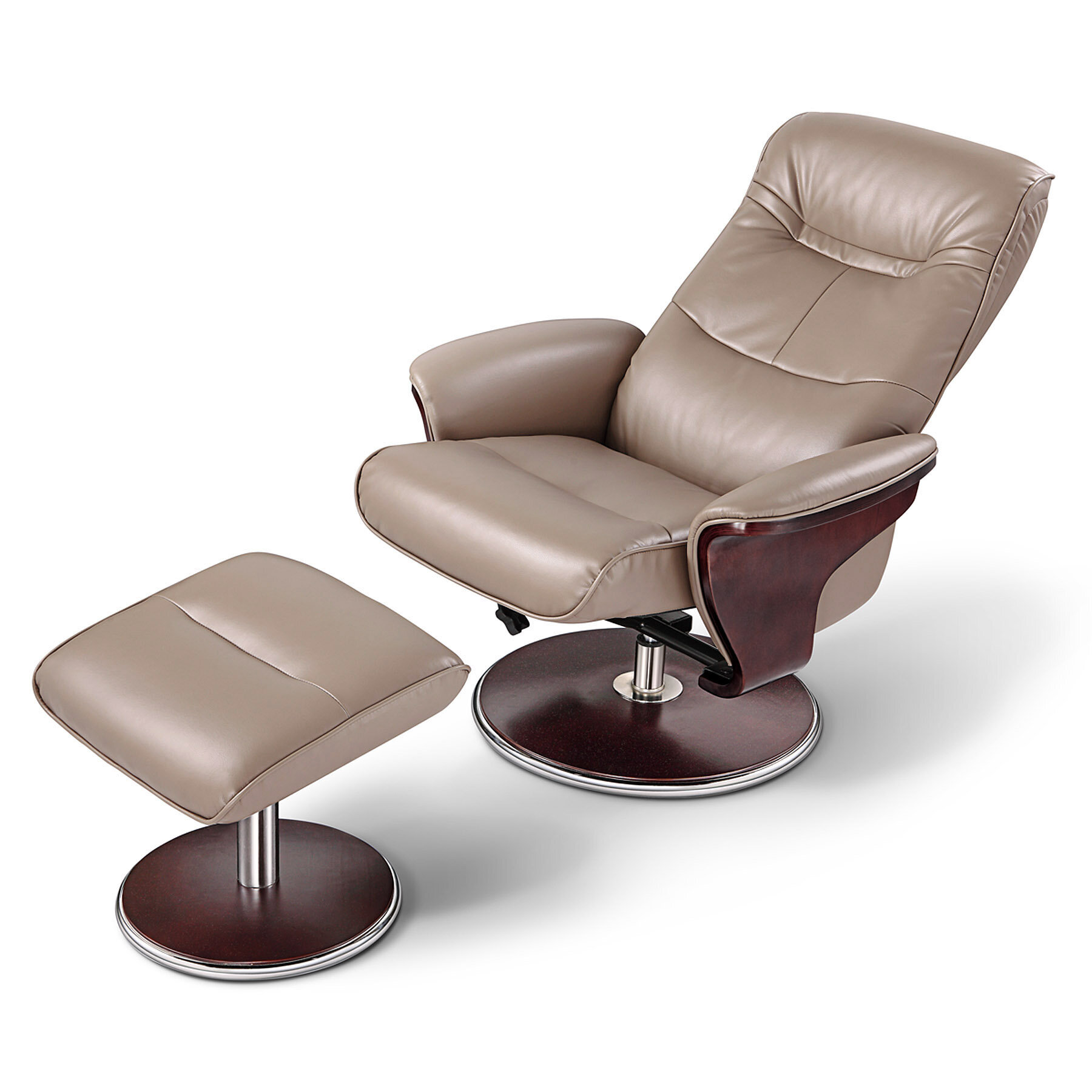 Monarch Specialties Retro Modern Swivel Recliner Chair And Ottoman