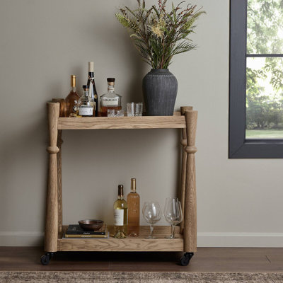 Chariot-bar en bois massif Clemensia