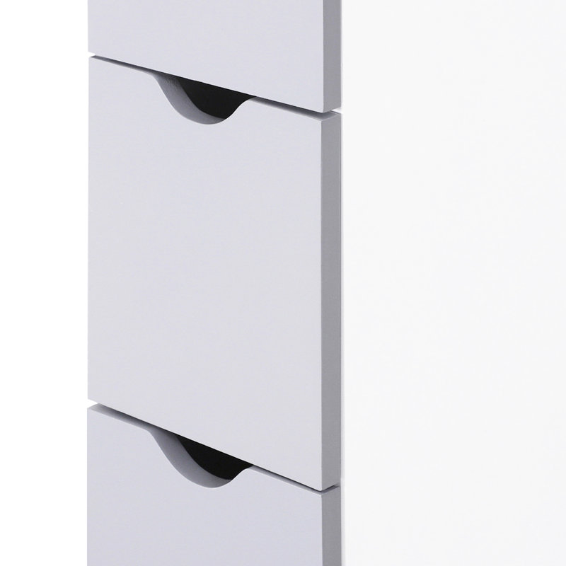 Bathroom Storage Cabinet 54" - 2 Tier Shelf And Drawers, White Organize Essentials Tall Tower Linen With Shelves & Neat Organization