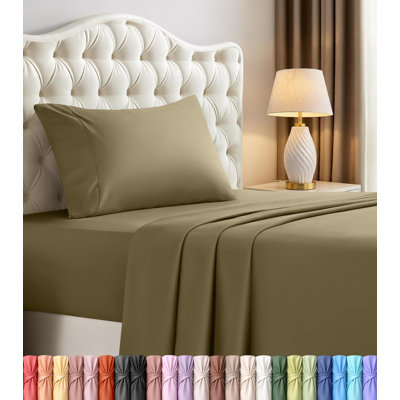 Ensemble de draps Utopia Bedding - 3 draps pour lit simple, microfibre douce et respirante, comprend 1 drap-housse, 1 drap plat et 1 taie d'oreiller - Oeko Tex (olive)