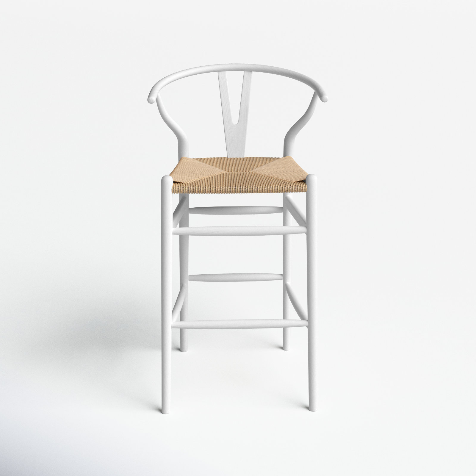 Etta Solid Wood Bar & Counter Stool, White/Natural, Bar Stool (30" Seat Height)