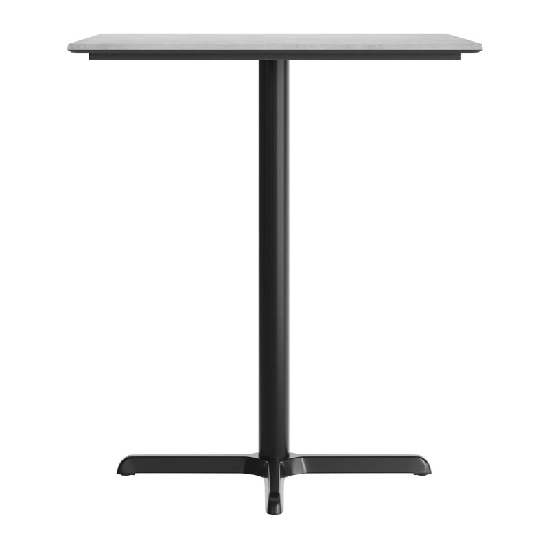 Commercial Seamless Surface Tabletop with Bar Height Crisscross Base, Gray