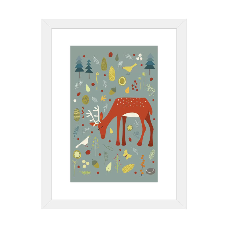 " Hello Deer! " by Nic Squirrell, White Framed, 24" H x 16" W x 1" D, White