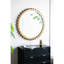 Miroir rond à cadre perlé pour salon, chambre à coucher, décor en bois et maison texturée