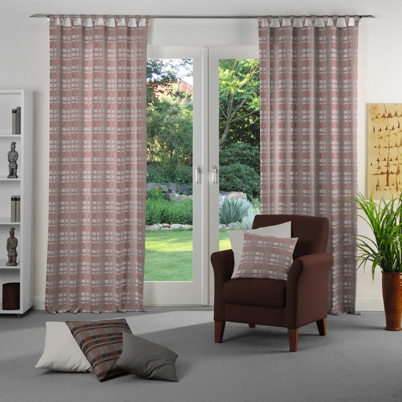 Devore Room Darkening Single Panel, 225cm H x 132cm W, Pink/Grey/Black