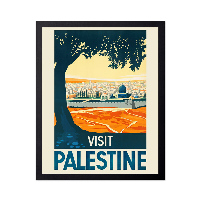 Visitez la palestine, H 08 po x l 10 po, Affiche, Cadre noir