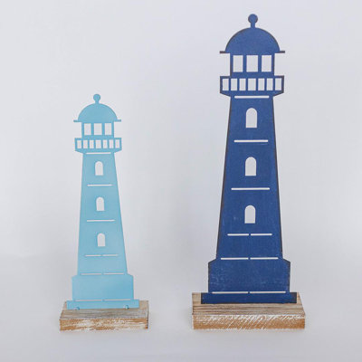 Ensemble de 2 figurines de phare bleu clair et foncé