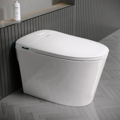 Bazyths Smart Toilet with Foam Shield, Auto Open/Close Lid, Built-in Tank, Foot Sensor Flush, Warm Dryer, Heated Seat, Self Cleaning, Comfort Height Elongated Design, 12 in. Rough In