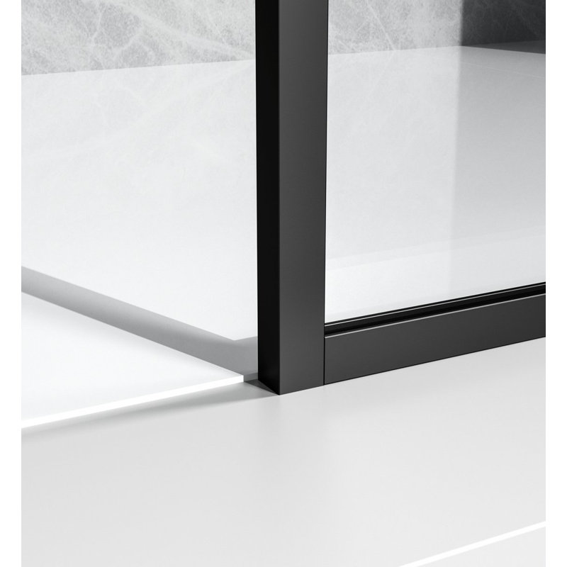 35'' - 35.38'' W x 76'' H Framed Fixed Glass Panel with Clear Glass, Black