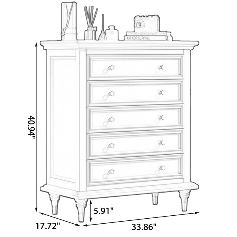 Armoire d'appoint en bois manufacturé blanc massif, H 40,94 po x l 33,86 po x P 17,72 po