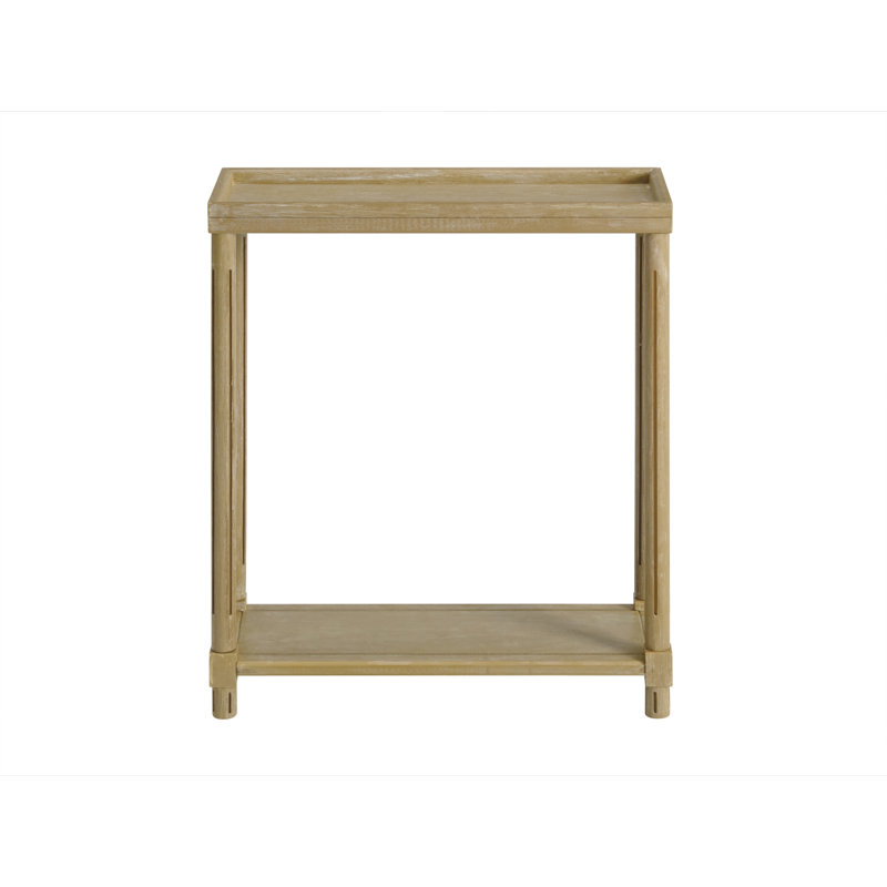 Ensemble de 2 tables d'appoint étroites avec tablettes, chêne vieilli