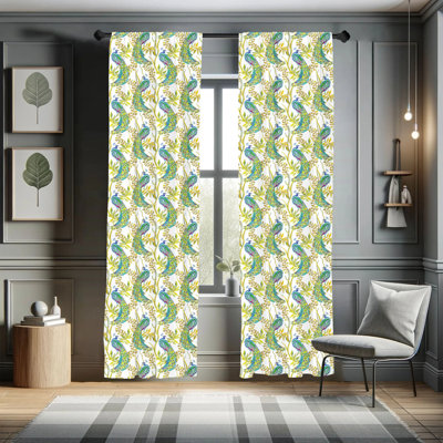 Peacock Semi-Sheer Rod Pocket Curtain Panels
