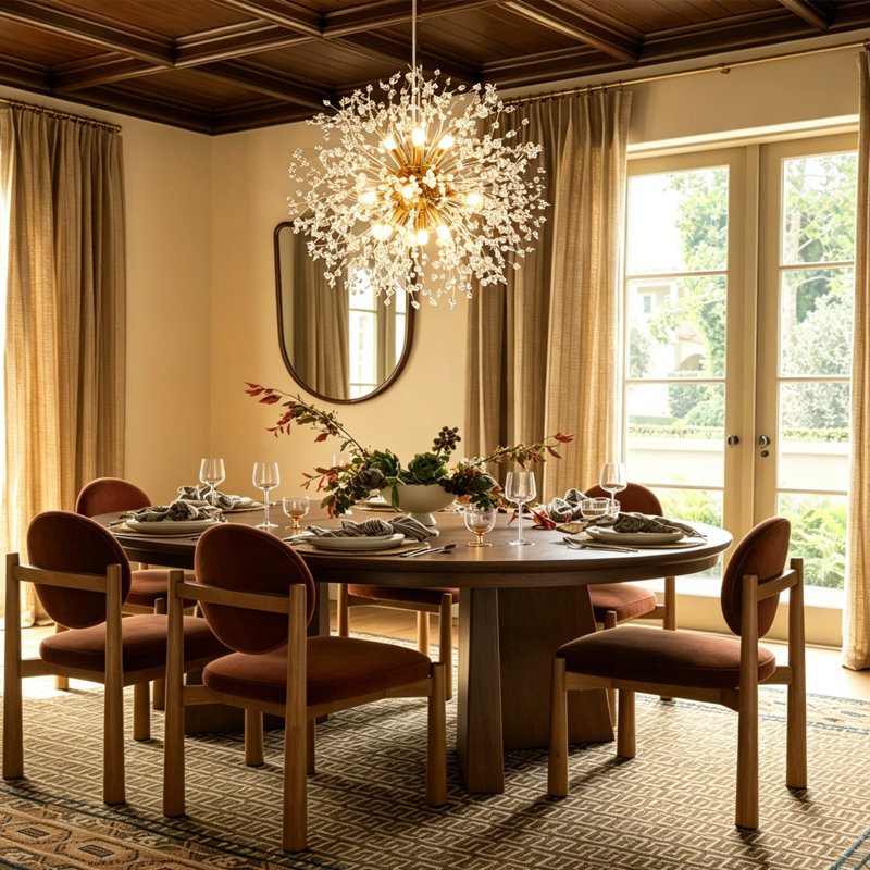 Wallin 8 - Light Sputnik Sphere Dining Chandelier, Gold, 19.6" H x 19.6" W x 19.6" D
