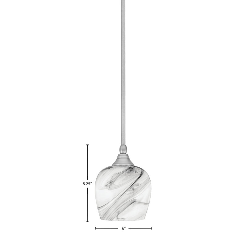 Stem Hung Mini Pendant With 6" Glass, Onyx
