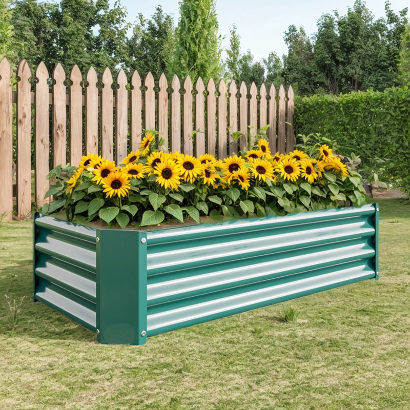 Rectangle Metal Raised Garden Bed (), Green, 11.81" H x 24" W x 47.24" D
